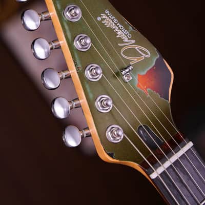Dhatarattha HH Strat-Style Electric Guitar – Olive Green over Sunburst Heavy Relic Nitro image 6