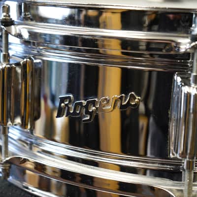 Vintage 1960s Rogers USA PowerTone 5x14" Steel Snare Drum w/ Tone Control image 7