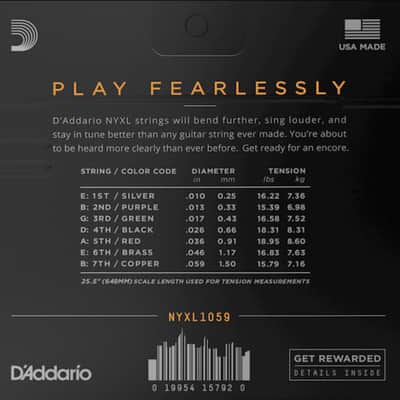 D'Addario NYXL1059 Nickel Wound 7-String Electric Strings, Regular Light, 10-59 image 2