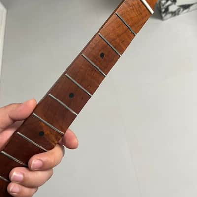Round End stainless steel 22frets Roasted flame Maple Electric guitar neck Spoke Wheel Truss Rod 25.5inch hole 10mm  Satin image 5