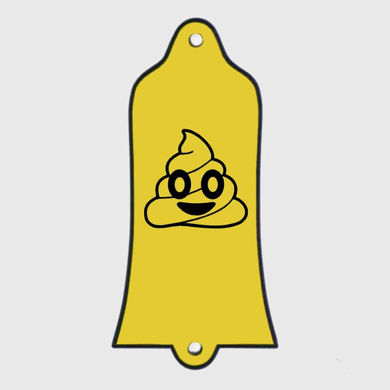 GUITAR TRUSS ROD COVER - Custom Engraved - Fits USA GIBSON - POOP POO EMOJI - Black YELLOW image 1