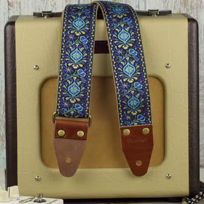Pardo retro guitar strap model Blue Pheasant, backing suede image 2
