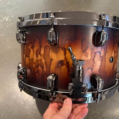 Tama Starclassic Maple 14x8" Snare Drum 2015 - Present - Molten Satin Brown Burst with Smoked Black Nickel Hardware image 4
