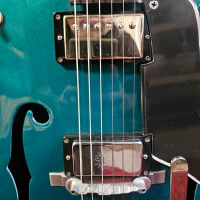 1964 Gretsch 6118 Double Anniversary Two tone Refin Turquoise/ White Silver image 3