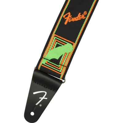 Fender Neon Monogrammed Strap Green/Orange - Strap for Guitars image 2