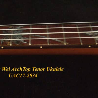 Bruce Wei Carved ARCHTOP Solid Spruce, Curly Maple Tenor Ukulele Hula Girl Inlay UAC17-2034 image 2