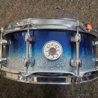 Sakae Beech 5.5"x 14" Snare Blue Sparkle Fade image 1