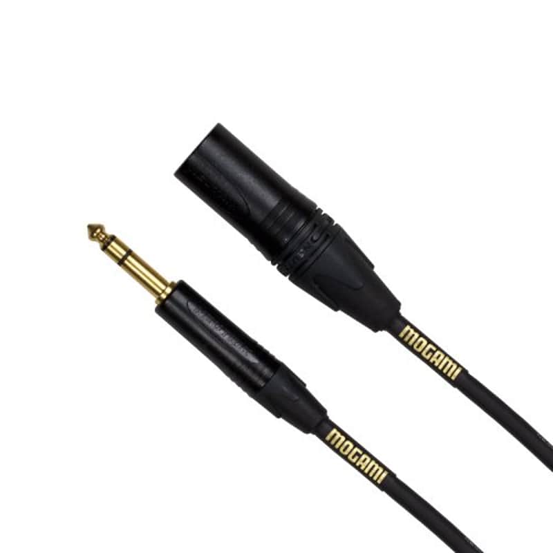 Mogami GOLD TRS-XLRM-20 Balanced Audio Adapter Cable, 1/4" TRS Male Plug to XLR-Male, Gold Contacts image 1