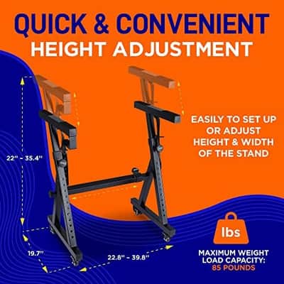 Universal Electronic Piano, Black Heavy-Duty Z Style Keyboard Stand with Locking Wheels, Adjustable Height and Width, Portable Organ Holder Rack, Collapsible Design (PKSTZ88) image 2