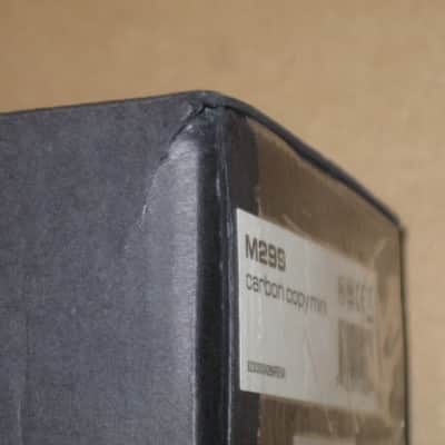 litely handled genuine MXR EMPTY BOX ONLY for M299 Carbon Copy Mini (NO: pedal, paperwork, also NO adapter) 2019-2026 (specifically 2021) - BOX: Black Cardboard / LABELs: Green & White - White & Black / GRAPHIC: Silver (part of 2 sides have clear tape) image 12