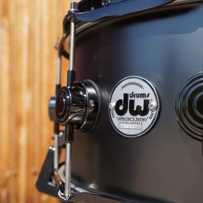 DW/USA Collectors Series 6.5x14" Snare Drum Satin Black over Brass Shell w/ Black Nickel Hardware image 2