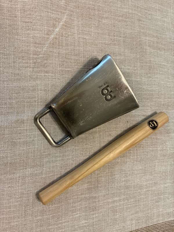 Meinl 4 1/2" handheld cowbell, hand brushed steel 2022 - hand brushed steel image 1