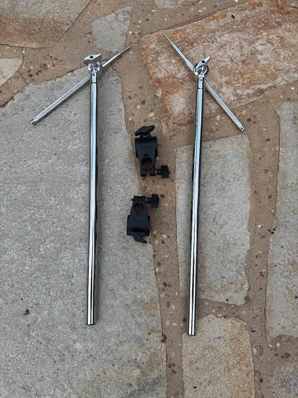 TWO PACK Roland mds-4 Rack Cymbal Chrome Long arms w/ Clamps image 1