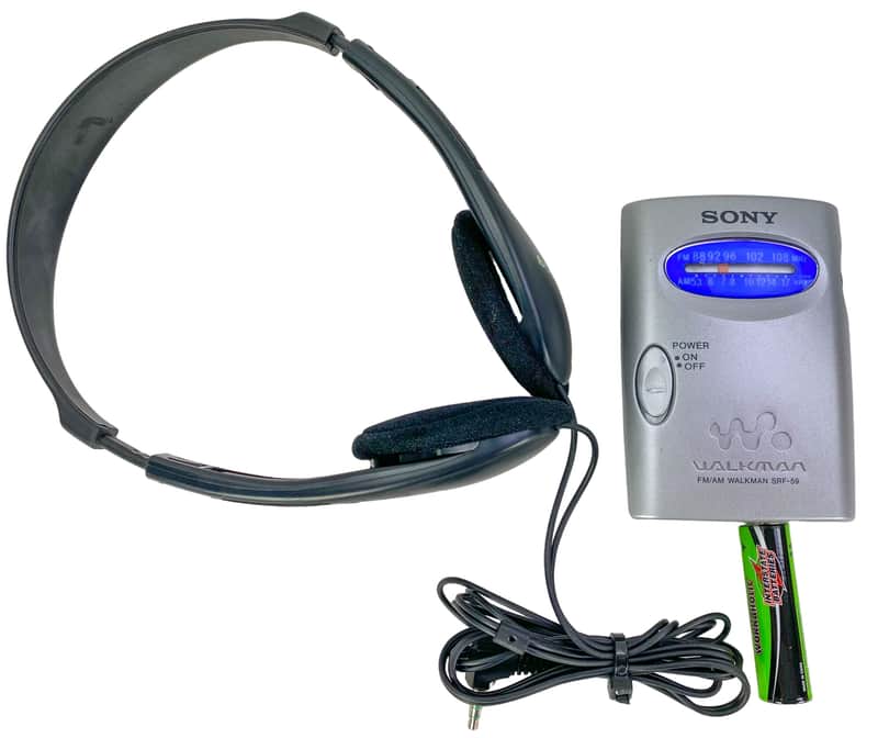 Sony SRF-59 FM/AM Walkman Stereo Radio with Sony Headphones & Battery image 1
