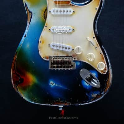 Fender Deluxe Stratocaster Galaxy Blue Aged Relic by East Gloves Customs (RARE) image 3