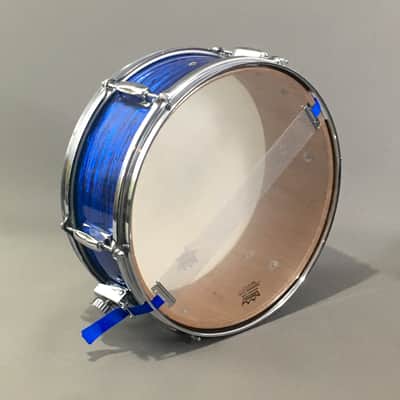 1960s Vintage 14” Snare Drum Tempro MIJ Japan Blue Oyster Pearl Custom Restored Super Rare Made in Japan image 5