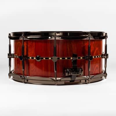 Old Star Drum Co. Bloodwood w/Inlay Stave Snare 2023 - High Gloss image 3
