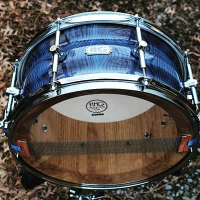 HHG Drums 14x7 Contoured Ash Stave 2022 Ocean Blue High Gloss Lacquer image 1