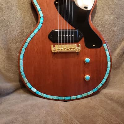 Custom Designed & Crafted Single Cutaway 1957 Les Paul Jr. Style-Aqua Impression Jasper Stones Serial #083 2025 image 3