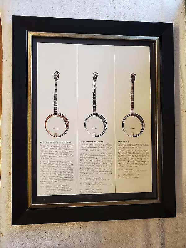 1966 Gibson Guitars Color Promotional Ad Framed RB-800, RB-250 & RB 100 5 String Banjos Original image 1