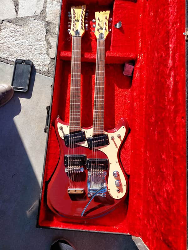 Mosrite Joe Maphis Double Neck Ohsc 1960s Dark Cherry Red image 1