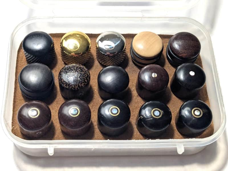 15pc Guitar Knob Kit Tigerwood Water Buffalo Ebony Boxwood Rosewood Metal Unused image 1