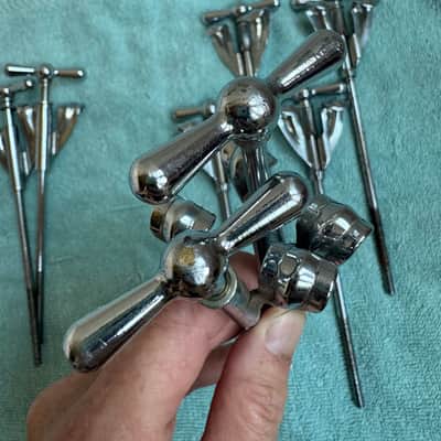 Ludwig Lot of 8 Bowtie Clubdate Pre Serial Bass Drum Tension Rods + Claws 7” 60s - Chrome image 11