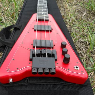 1987 Steinberger XP-2 4 String HEADLESS Bass Guitar, Active EMG's, ORIGINAL RED image 2
