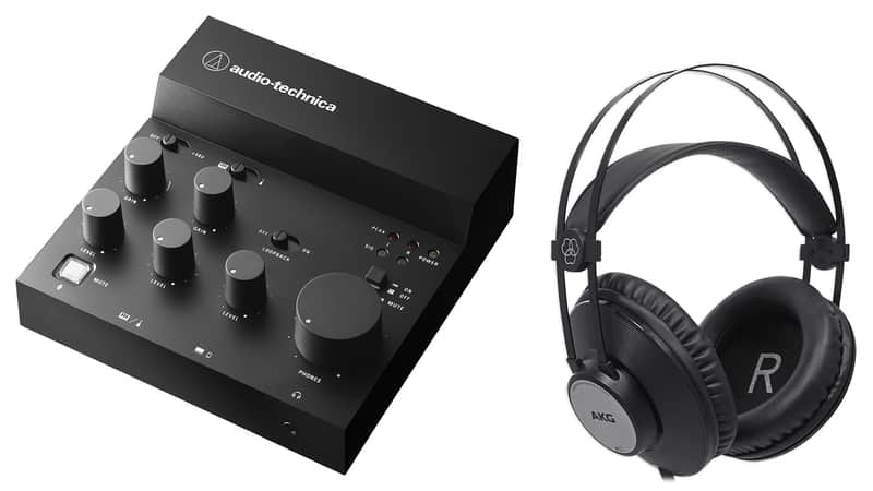 Audio Technica AT-UMX3 Live Stream Audio Recording USB Mixer+AKG Headphones image 1