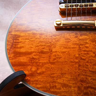 GIBSON USA Custom Shop Les Paul Custom 3A Quilt Top "Trans Amber + Ebony" (2017) image 10