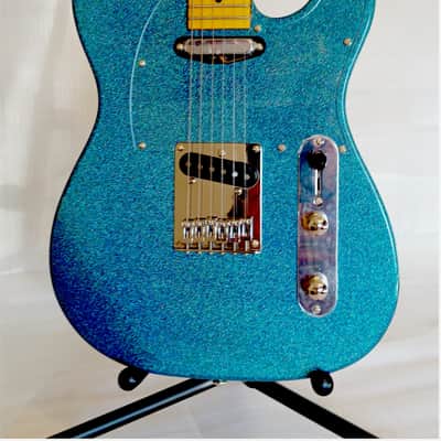 Leo Jaymz Elite Series "Popcaster" Electric Guitar - Sparkle Cyan Blue image 4
