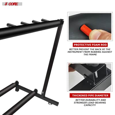 5 Core Multi Guitar Rack Stand Floor 7 Slot Adjustable Flying V Guitars Holder image 4