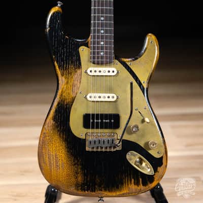 Paoletti Alfa Loft P-90/SS Maple Neck “Stratospheric” S-Style – Gold-Black image 2