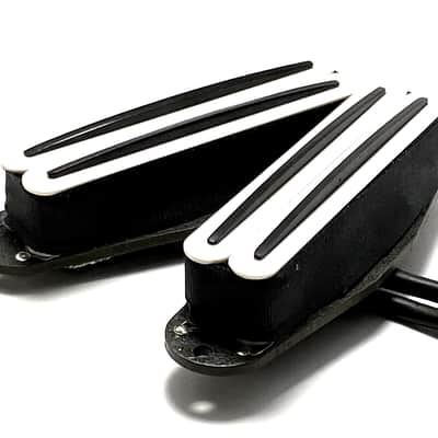 Dragonfire Duo Rail Set of 2 Strat Sized Humbucker Pickups, Position Interchangeable, White w/ Black image 1
