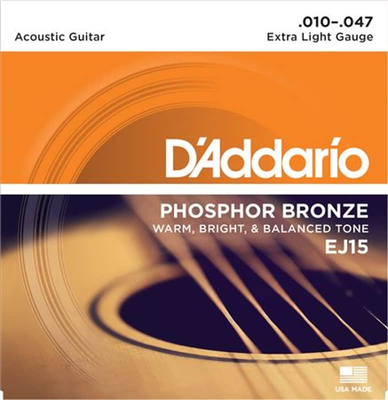 D'Addario EJ15 Phosphor Bronze Acoustic Guitar Strings Extra Light 10-47 image 1