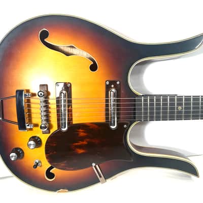 Vintage Silvertone Longhorn Danelectro hybrid electric guitar The Awesomesauce Longhorn 1968 - Sunburst image 1