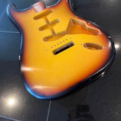 MJT Vintage Aged Nitro Guitar Body VTS 3 Tone Burst Body Only No  Parts Incuded image 10