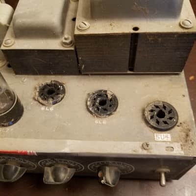 Webster Electric Rare Early Mono Tube PA Amp Mixer 1/4" phone inputs 25 Watt head 6L6 82-25 1950s - Hammered Grey metallic paint image 13