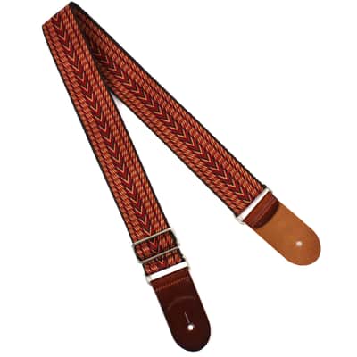 Walker & Williams H-34 Vintage Series Earth Tone Reds Woven Kaleidoscope Strap With Leather Ends image 5