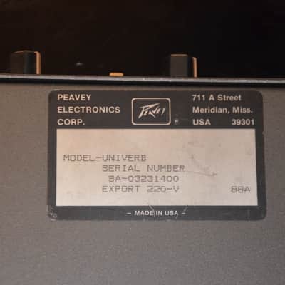 Peavey Univerb Digital 19" Stereo Reverb Processor * rare first series, made in USA image 5