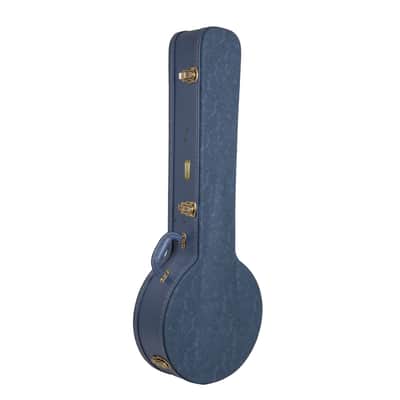 Crossrock Relief Series Banjo Case for 5-String Resonator | Carved Smoke Blue Finish, Monochrome Blue Velvet Interior, Lock – Premium Wooden Hardshell image 2