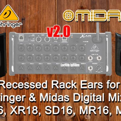 NEW V2.0! Recessed Rack Ears for Behringer Digital Mixers XR16 XR18 SD16 Midas MR16 MR18 (pair) image 1
