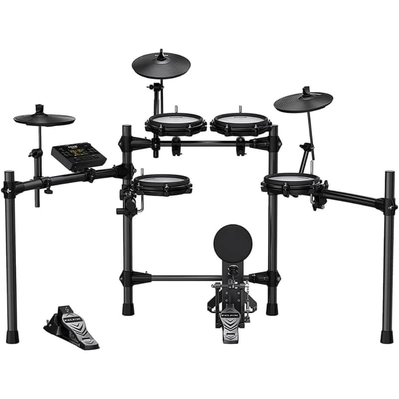 NuX DM-210 Electronic Drum Set with Diverse Sound Library and Coach Function | Recordable Drum Kit, Black image 1