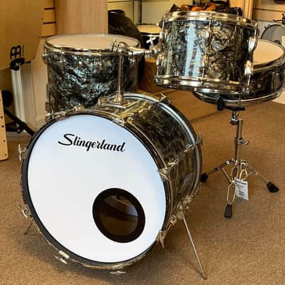Slingerland 4 pc early 1970s Drum Set - Black Diamond Pearl image 1
