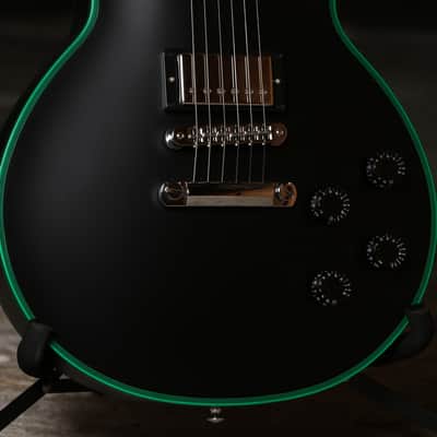 Gibson Les Paul Custom - Solid Body Electric Guitar Satin Black Green Widow image 5