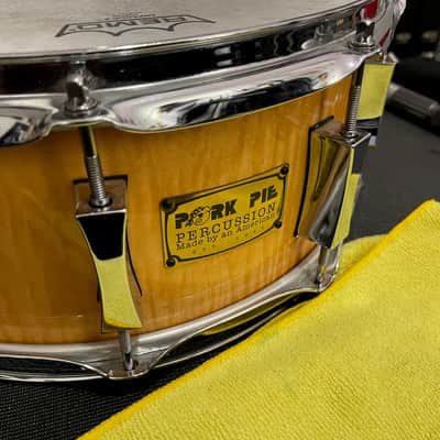 Pork Pie 6x14 10-Lug Snare (2008) Natural Curly Maple image 13
