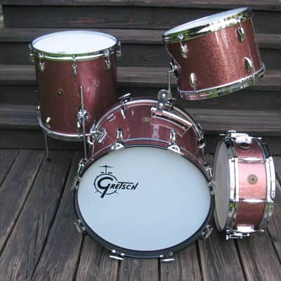 60s Gretsch Drum Set, 18/12/14/14, Burgundy Sparkle image 1