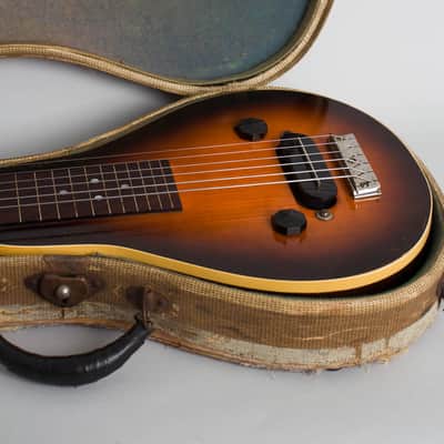 Recording King Roy Smeck Model AB104 Lap Steel Electric Guitar, made by Gibson (1938), ser. #DWE-614, original tweed hard shell case. image 15