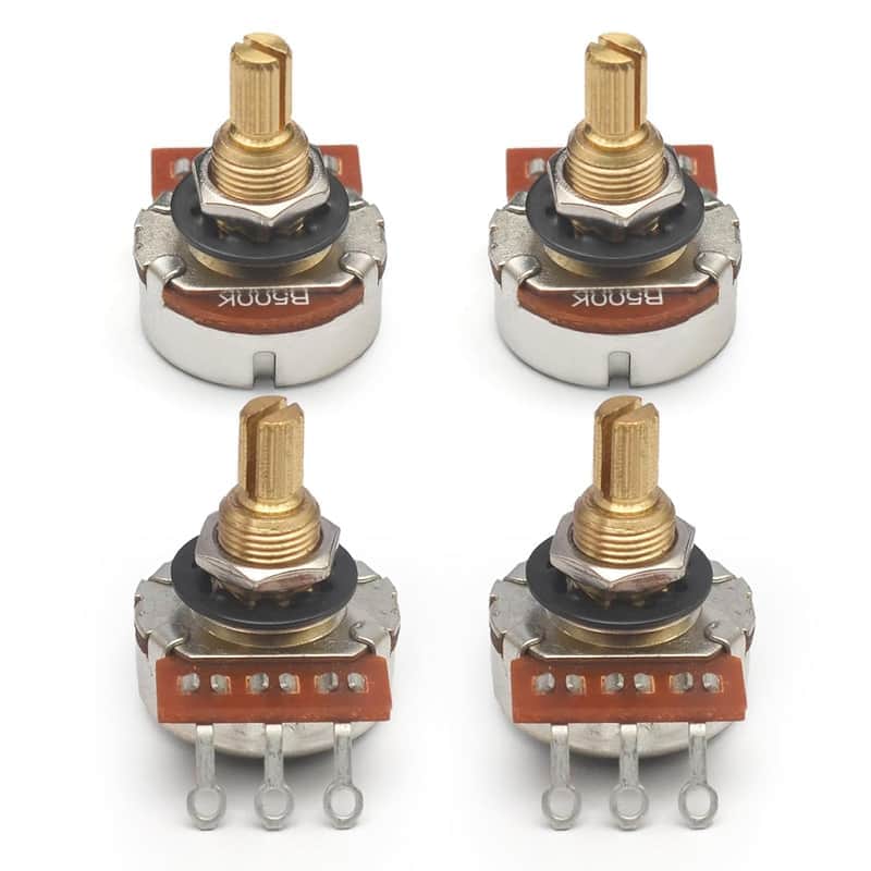 Pro B500K Tone Potentiometer Brass Full Metric Size 18-Spline Split Shaft Tone Guitar Pots For Electric Guitar Bass,4 Volume (B500K)