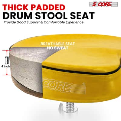 5 Core Drum Throne 4" Padded Saddle Seat Heavy Duty Adjustable Drumming Chair image 2